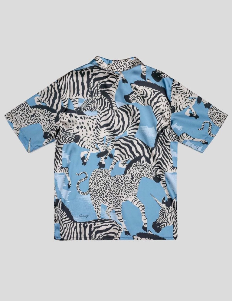 Camicia GRIMEY animale raso pulsante su camicia blu